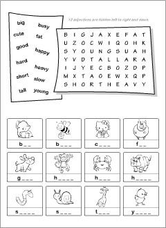 English adjectives worksheets | Grammar printables for kids