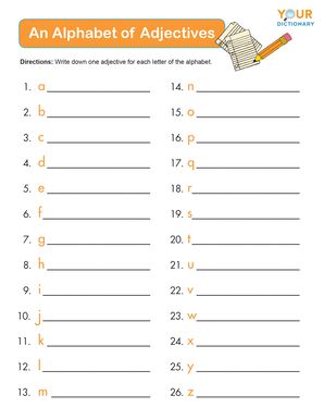 Adjective Worksheets for Elementary and Middle School | YourDictionary