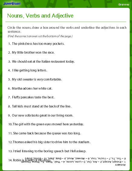 adjective worksheet for middle school