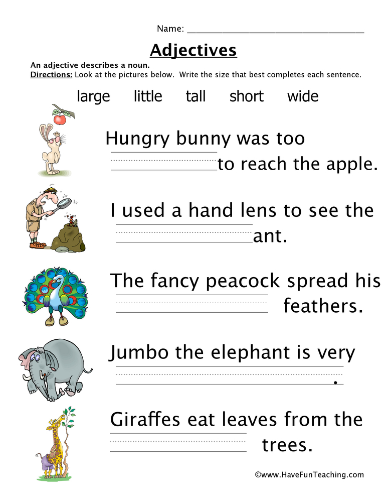 adjective worksheet free