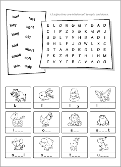 English adjectives worksheets | Grammar printables for kids
