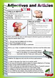 Adjectives and Articles - ESL worksheet by tech_teacher