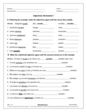 adjectives in spanish worksheet