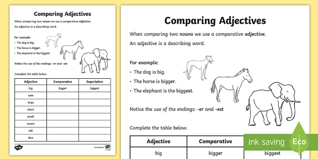 Comparative Adjectives Reading Text and Answer Worksheet