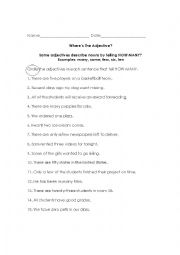 adjectives that tell how many worksheet