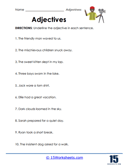 adjectives that tell how many worksheet