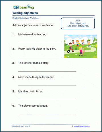 Writing adjectives worksheets for grade 2 | Worsheets library