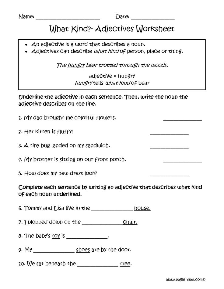 What Kind Adjectives Worksheets | Adjective worksheet, 6th grade ...
