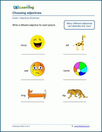 Choosing adjectives worksheets | Worsheets library