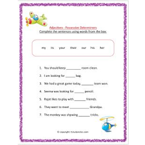 adjectives worksheet for grade 1