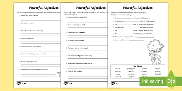 Descriptive Adjectives Worksheets - ReadingVine