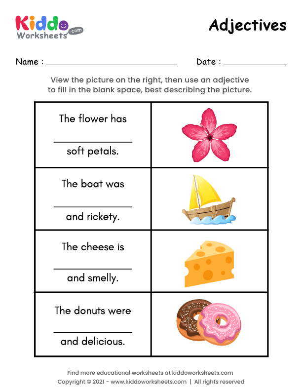 Free Printable Adjectives Worksheet 1 - kiddoworksheets