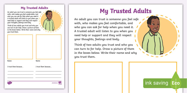 Trusted Adult Activity Sheet (teacher made) - Twinkl