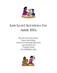 Low Level Activities for Adult ESL Worksheet for 7th - 12th Grade ...