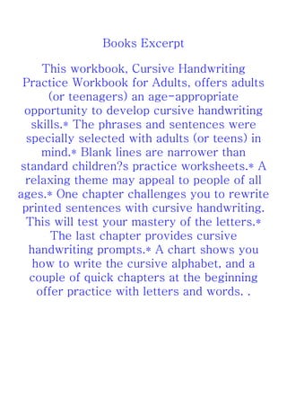 adult handwriting worksheet