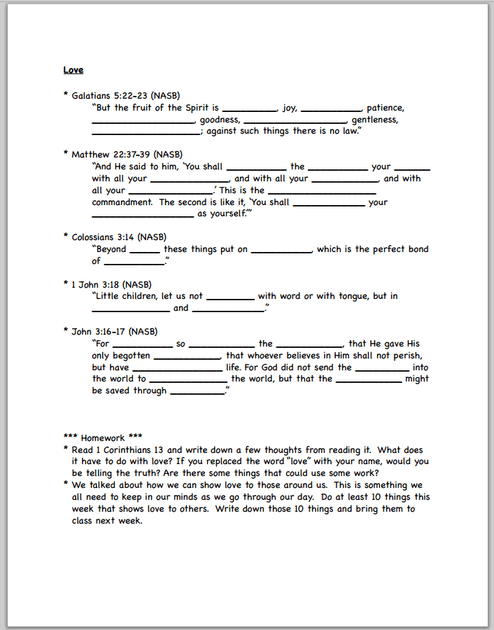 adult home bible study worksheet