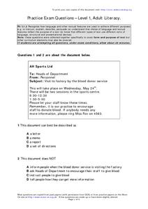 adult literacy worksheet