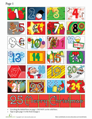 Printable Advent Calendar | Worksheet 