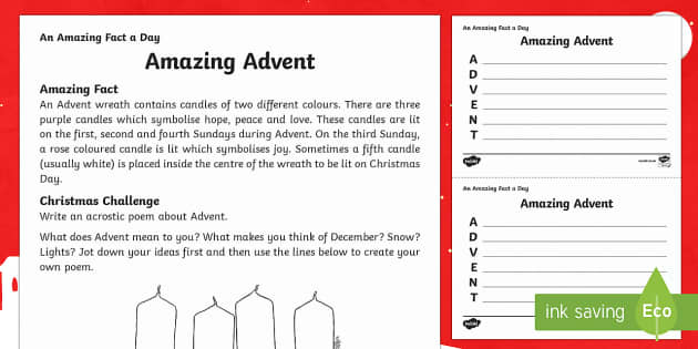 The meaning of Advent worksheet | Easy to print | Twinkl