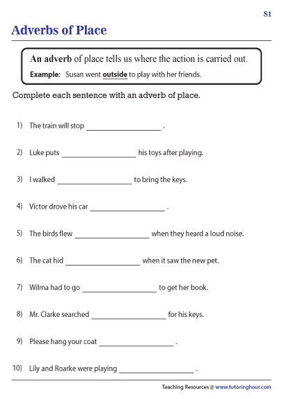 adverb of time worksheet for grade 1