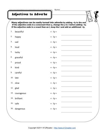 Changing Adjectives to Adverbs | Free, Printable Adverb Worksheets