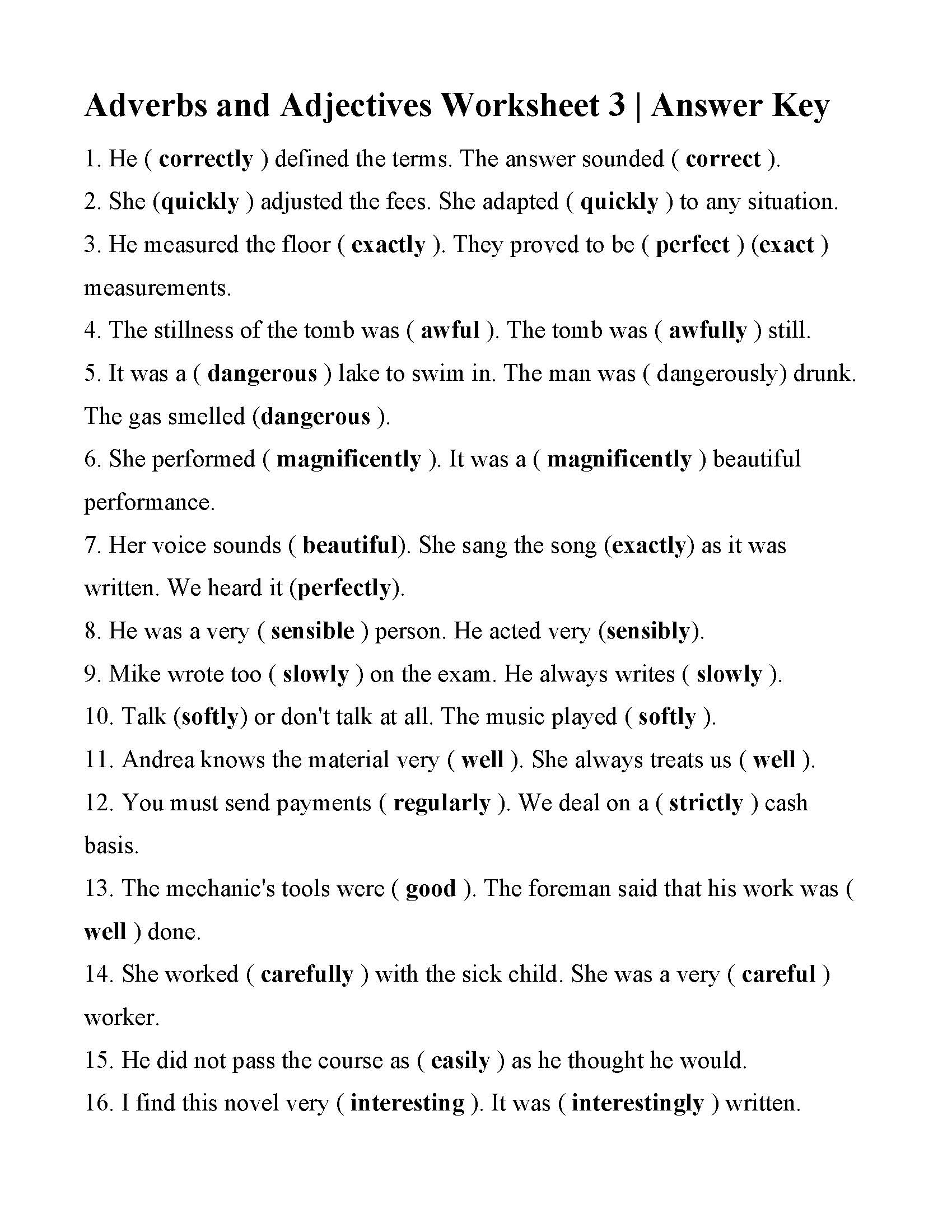 adverb or adjective worksheet