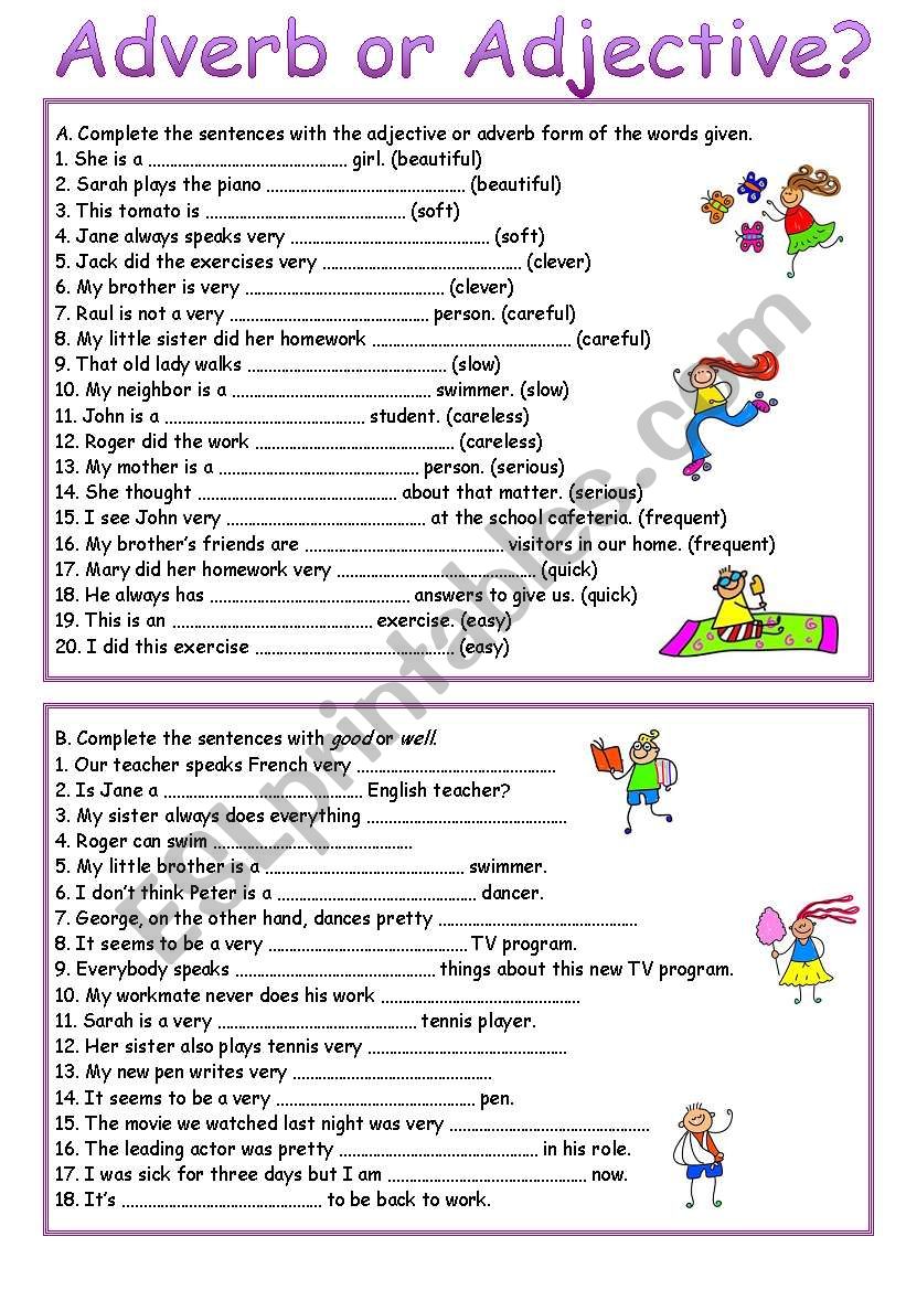 Adverb or Adjective? - ESL worksheet by luoliveira