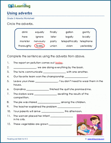 adverb worksheet 3rd grade