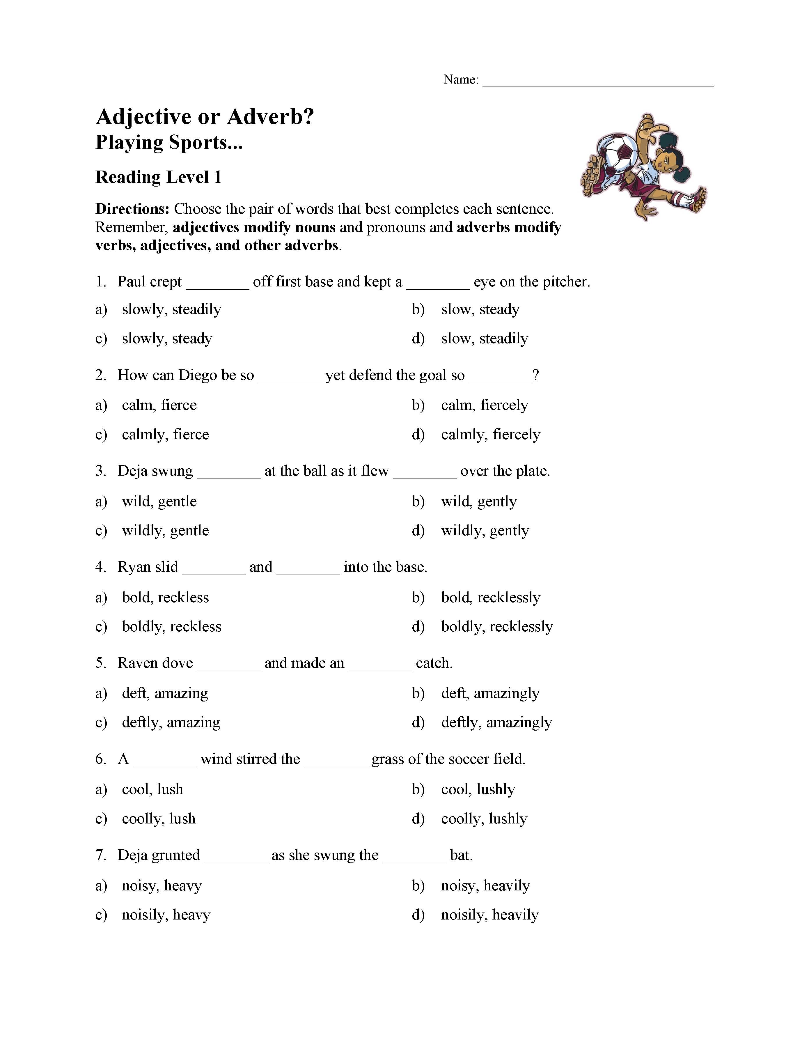 Adjectives and Adverbs Test - Reading Level 1 | Preview