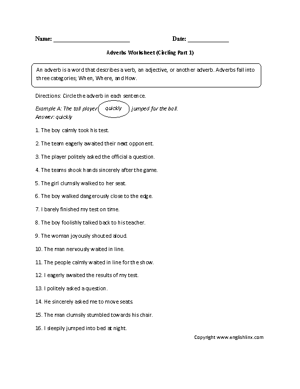 worksheets library | Adverbs Worksheets
