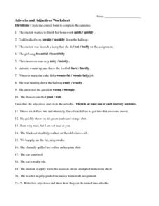 Adverbs and Adjectives Worksheet Worksheet for 3rd - 8th Grade ...
