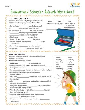 adverb worksheet middle school