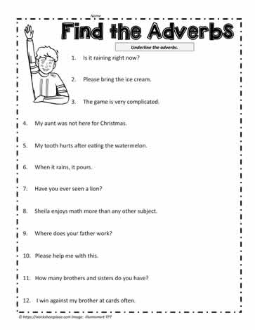 Adverb Worksheet Worksheets