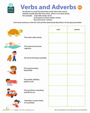 adverb worksheet