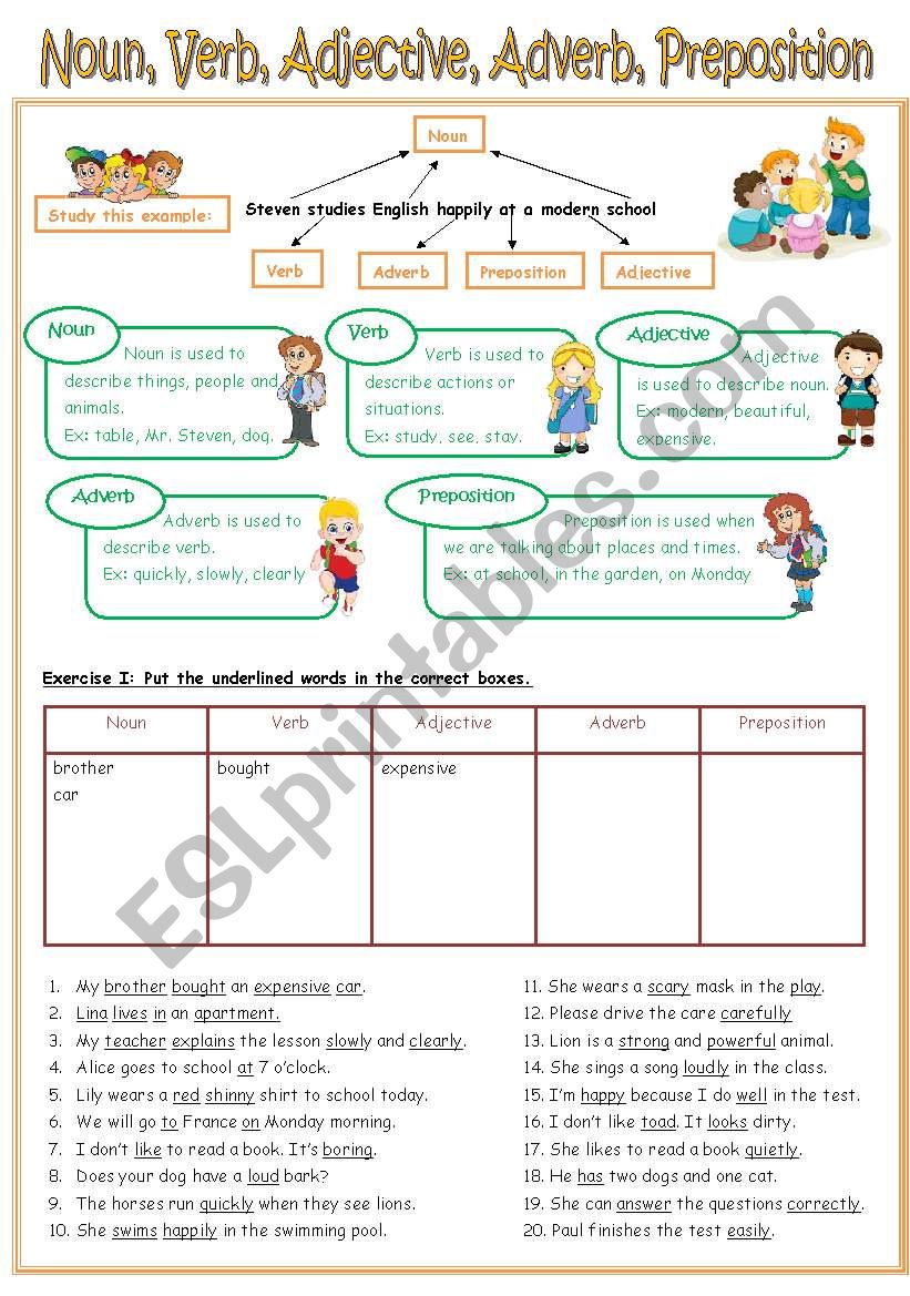 adverbial noun worksheet