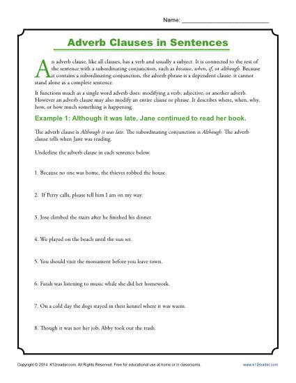 adverbial phrases worksheet