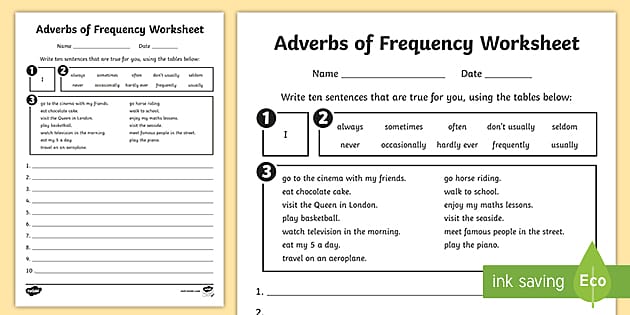 adverbs of frequency worksheet