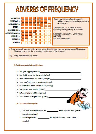 adverbs of frequency worksheet
