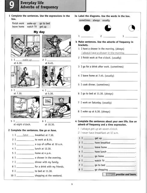 Adverbs of frequency &  daily routine A1-A2 | PDF