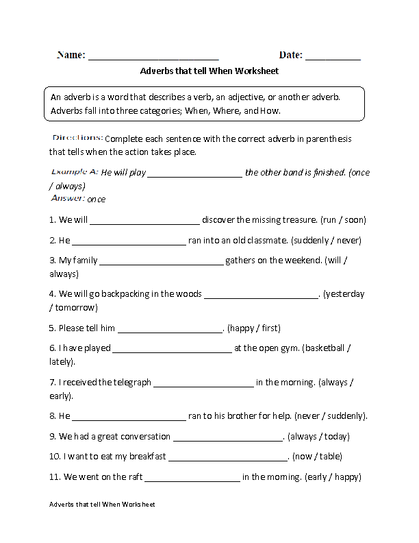 worksheets library | Adverbs Worksheets