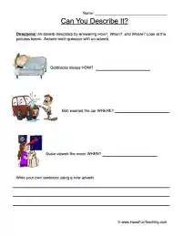 adverbs that tell how worksheet