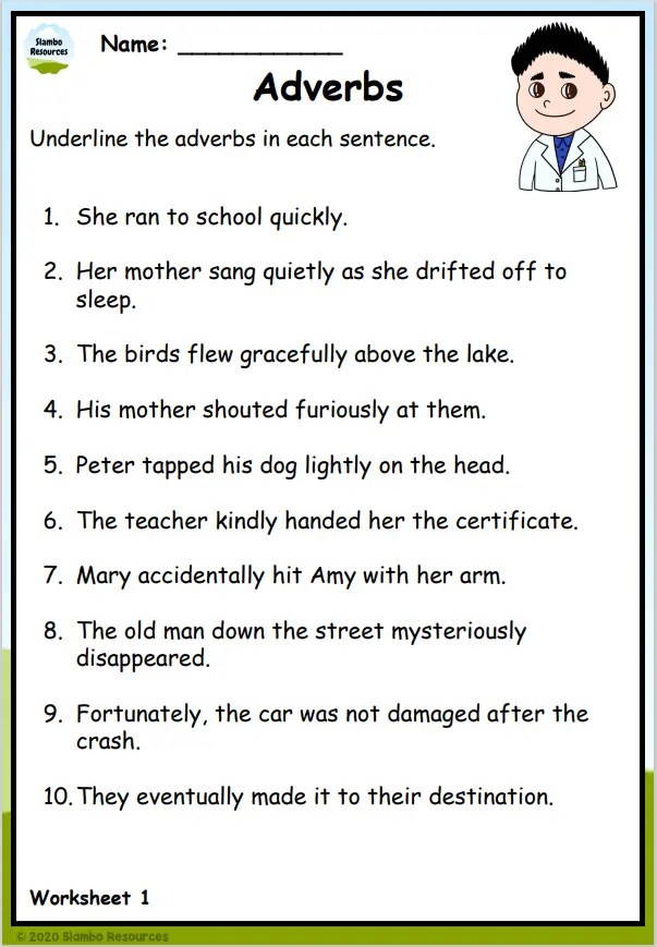 Grade 3 Adverb Worksheets | Free Printables | Worksheets
