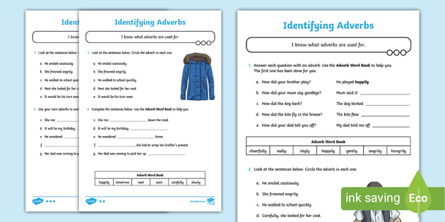 Identifying Adverbs Worksheet - Teacher-made (teacher made)