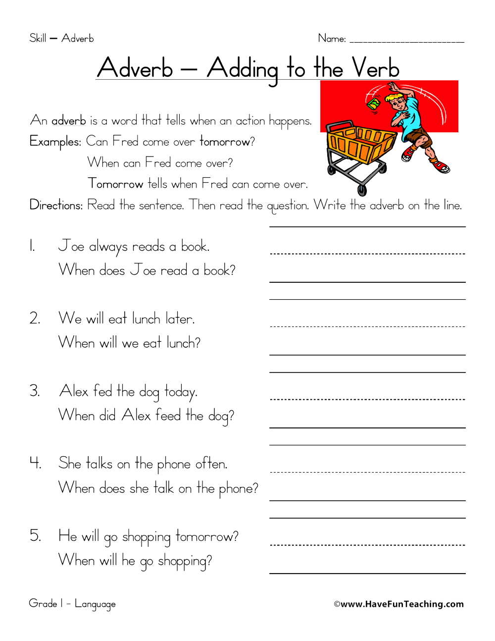 When Adverbs Worksheet  
