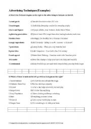 Advertising Techniques (Examples) - ESL worksheet by a isabel