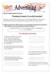 Advertising - Speaking- Argument - ESL worksheet by katicabog