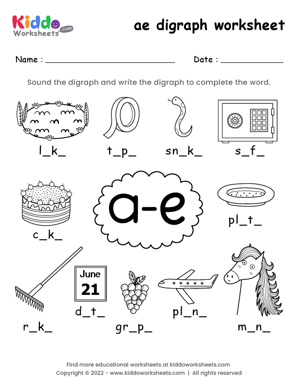 Free Printable ae digraph worksheet - kiddoworksheets