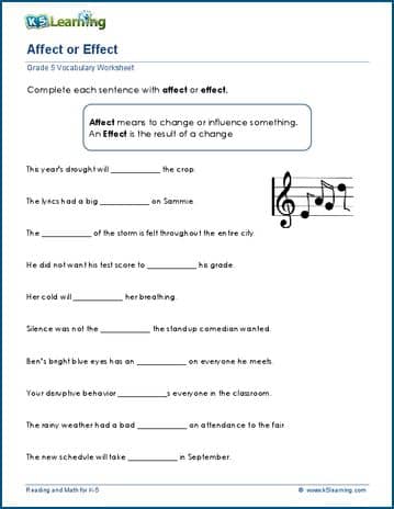 Affect or effect | Worsheets library