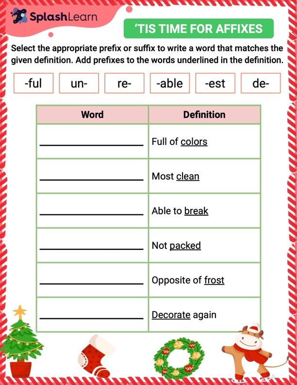 Printable 3rd Grade Affixes Worksheets | SplashLearn