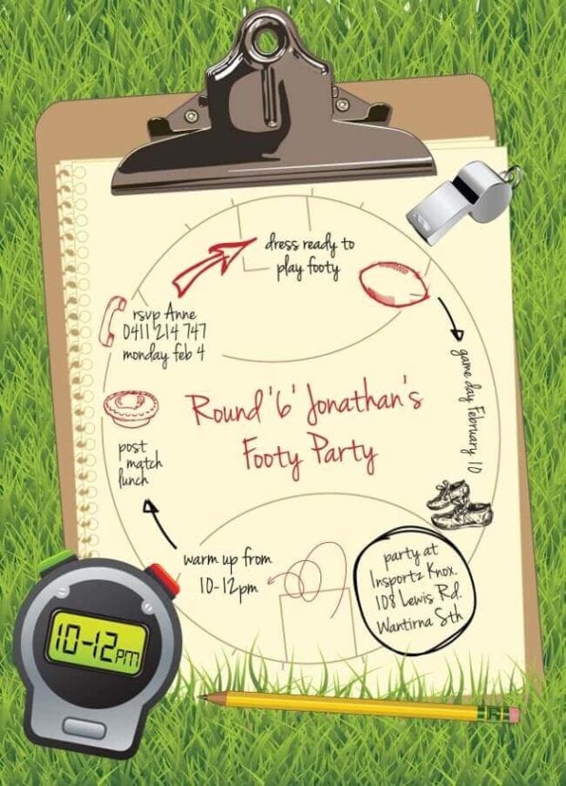 afl party invitations printable